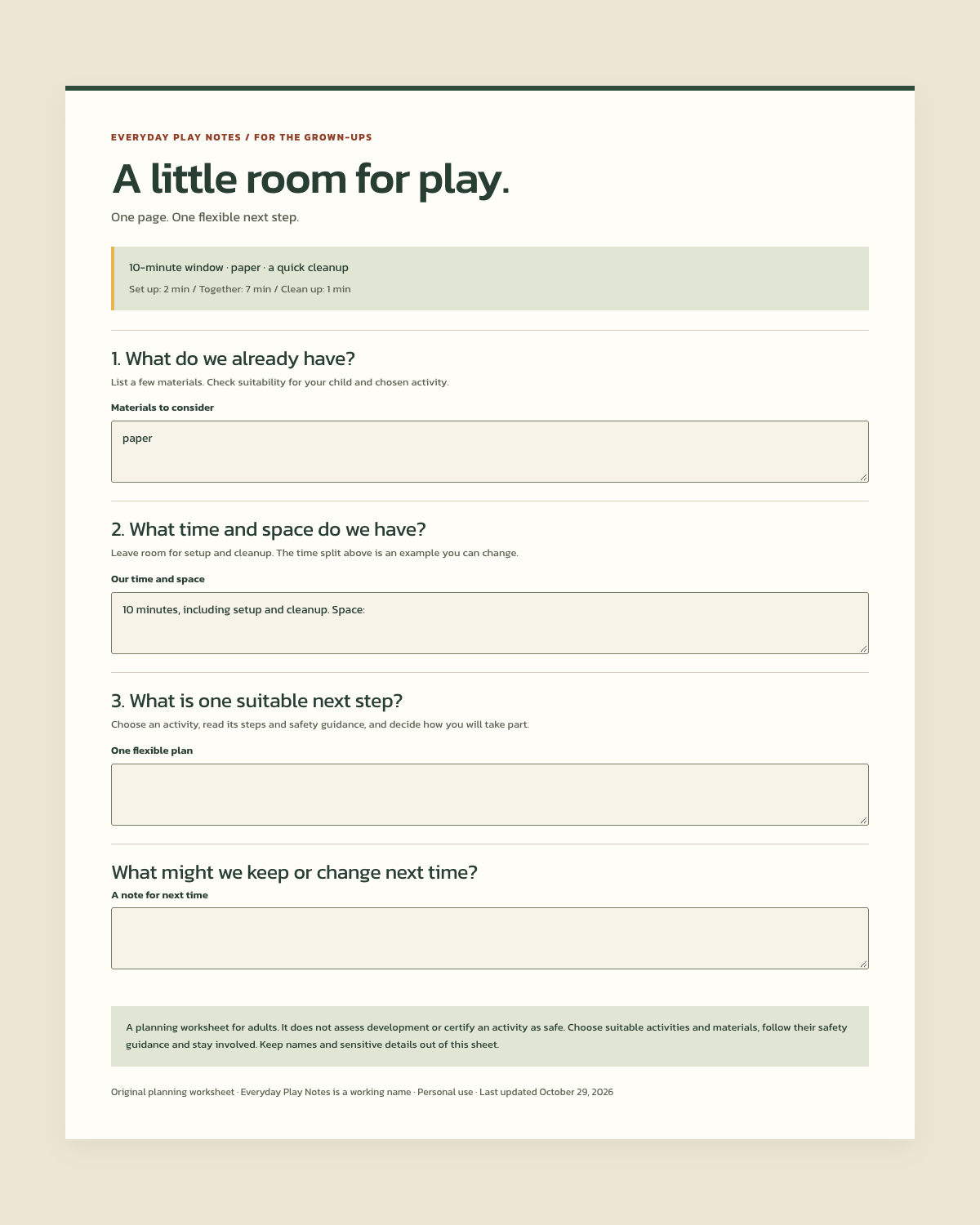 Free printable toddler play planning sheet with 15-minute energy blocks
